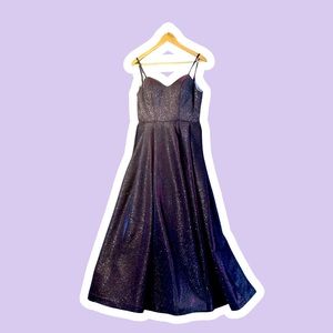 Long Purple Glitter Dress Adjustable Waist Width